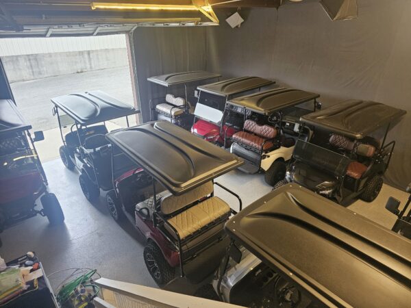 Multiple golf carts ready for test drive