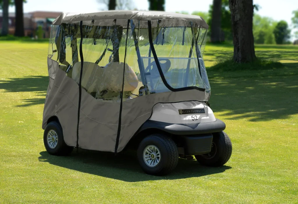 golf cart rain cover protecting golf cart from sun