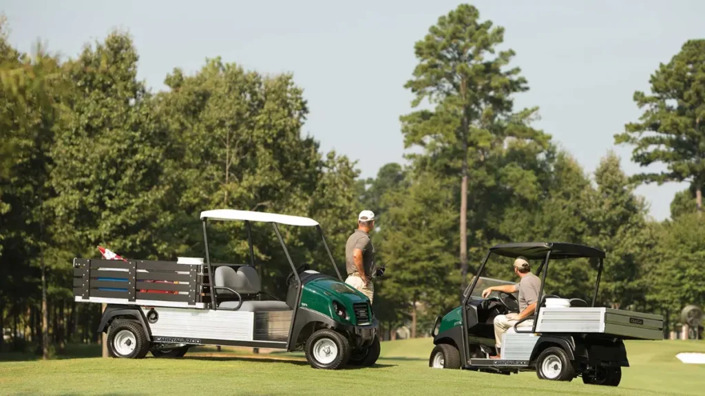 man used golf cart for maintenance